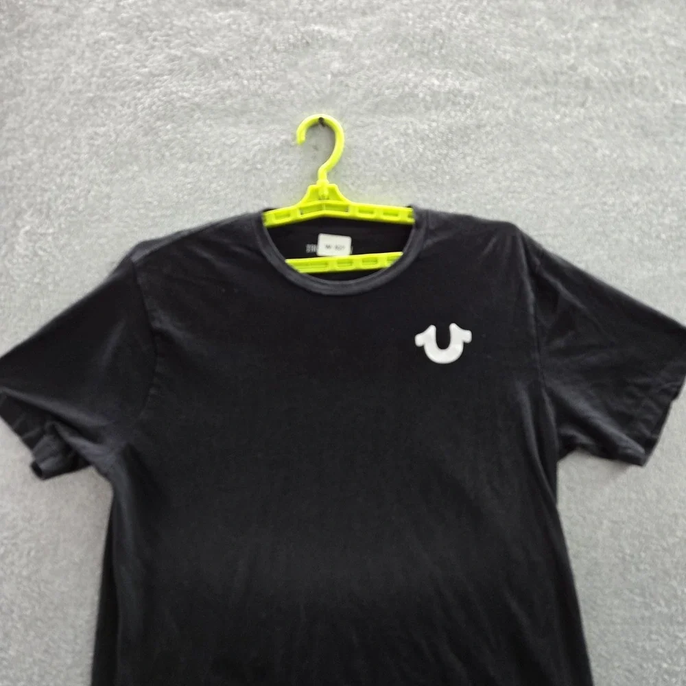 True Religion Men Shirt XL Black Logo Short Sleeve READ